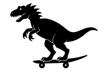 
Dinosaur riding skateboard silhouette vector illustration
