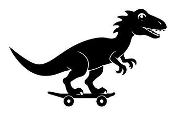 Obraz premium Dinosaur riding skateboard silhouette vector illustration 