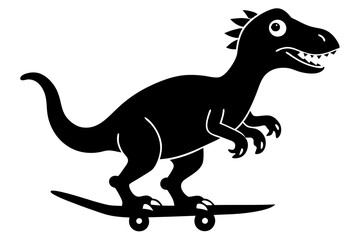 
Dinosaur riding skateboard silhouette vector illustration
