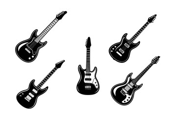 Fototapeta premium Set of guitar silhouette vector design
