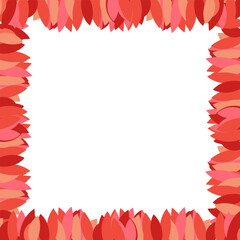 autumn template frame with pink leaves in flat style on the white background. vector template with plant frame