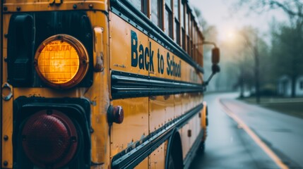 Back to school lettering on a school bus