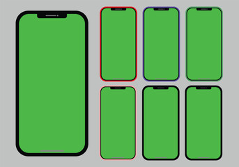 smartphone mockup greenscreen. mobile phone vector Isolated Background.
