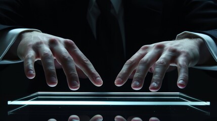 Futuristic Biometric Security Concept with Glowing Fingerprint Scanner