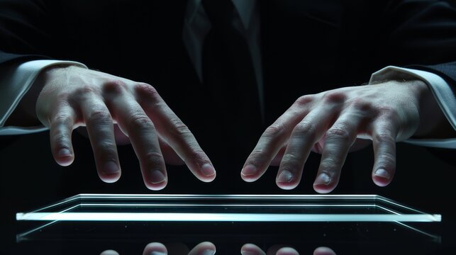 Futuristic Biometric Security Concept with Glowing Fingerprint Scanner