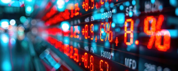 Financial screens displaying red numbers, rapid market decline, economic downturn, Bear Market