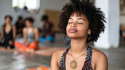 Therapist and client practicing mindfulness techniques during a therapy session Stock Photo with copy space