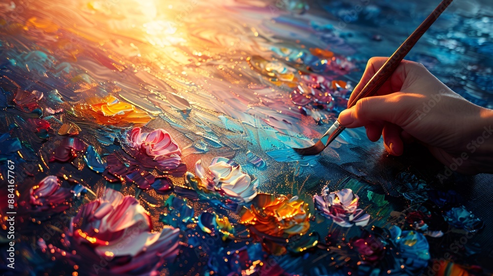 Poster person creating art as a form of self-care in a bright studio stock photo with copy space
