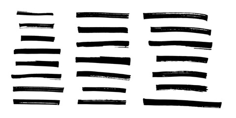 Black highlight marker stripes isolated on white background. Marker pen lines hand drawn set. Vector graphic stylish design elements.