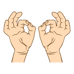 Okay, OK or ring hand gesture sign line art vector icon for apps, web, banner, poster, print and website, isolated on white color background