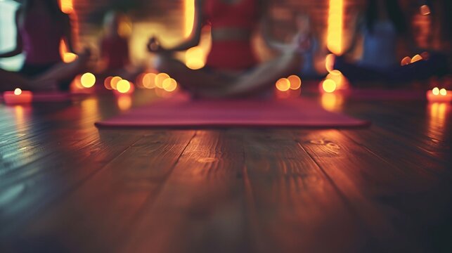 People participating in a mindfulness meditation session at a mental health event Stock Photo with copy space