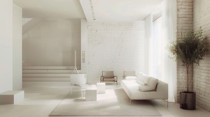 Minimalist Living Room Design with White Walls and Natural Light