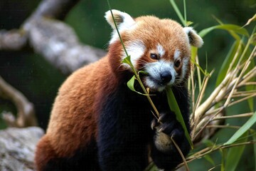 Red Panda eating bamboo