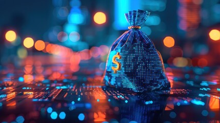 A digital image of a dollar bill in a bag