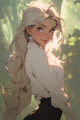 portrait of a girl, anime style