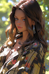 portrait of a girl, anime style