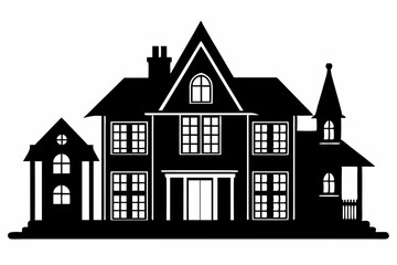 Home silhouette, houses black icons isolated on white background. Vector illustration.