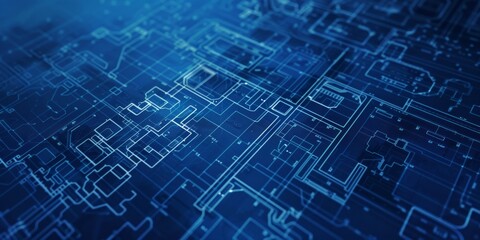 Dark blue background with modern futuristic abstract graphics element for presentation design, corporate banner, tech background. High quality photo