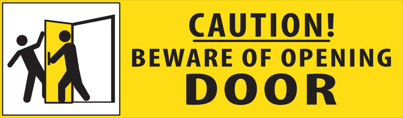 Beware of opening door warning sign notice.eps