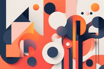Obraz premium minimalist illustration with abstract shapes interlocking to symbolize inspiration