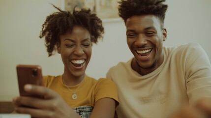 Fototapeta premium couple watching their phone