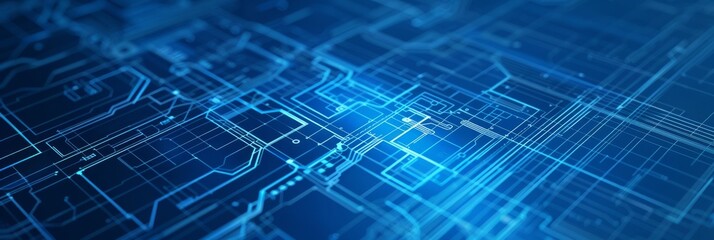 Obraz premium Dark blue background with modern futuristic abstract graphics element for presentation design, corporate banner, tech background. High quality photo