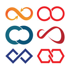 Infinity symbol icon set, vector illustration. Flat design style.
