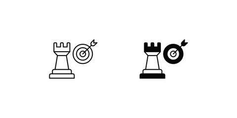 marketing strategy set icon with white background vector stock illustration