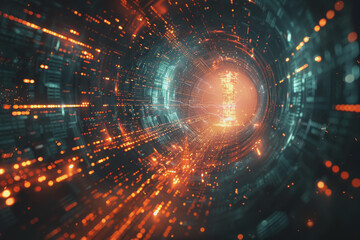 Obraz premium A shielded fortress in the digital realm, surrounded by swirling data streams.