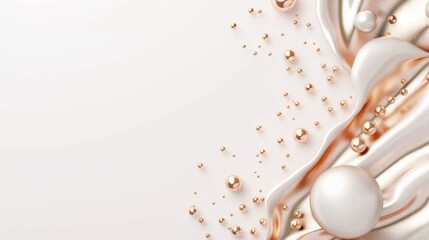 Fototapeta premium Luxurious Metallic 3D Banner Designs in Gold and Rose Gold on White Background for Sophisticated Concepts