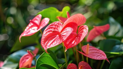 Pink Anthurium Flowers in Bloom