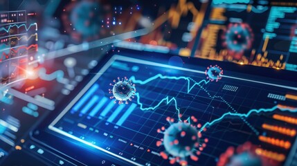 Obraz premium COVID-19 dashboard tracking cases and trends