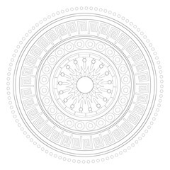 Black and white mandala on a transparent background in Egyptian style. Round design pattern in Egyptian style. Vector image on a transparent background