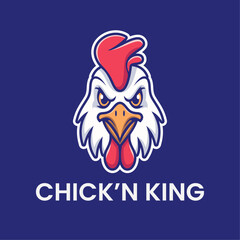 Chicken head cartoon logo, animal cartoon logo with editable text.