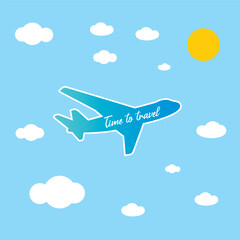 Time to Travel simple illustration of the airplane trip concept 