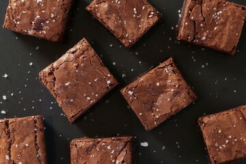Delicious Brownies on black background