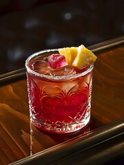 Exquisite Old Yeller Cocktail with Frozen Pineapple Chunks