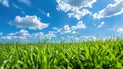green fields The background is a clear blue sky