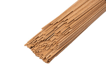 Buckwheat noodles isolated on a white background.