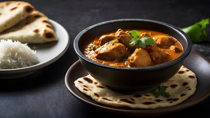 Authentic Chicken Curry with Naan and Rice