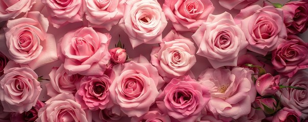 A close up of a bunch of pink roses.