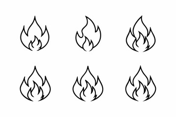 fire line icon, fire line art vector	set
