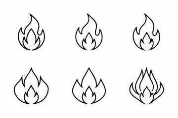 fire line icon, fire line art vector	set
