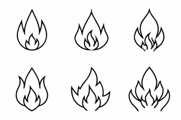 fire line icon, fire line art vector	set
