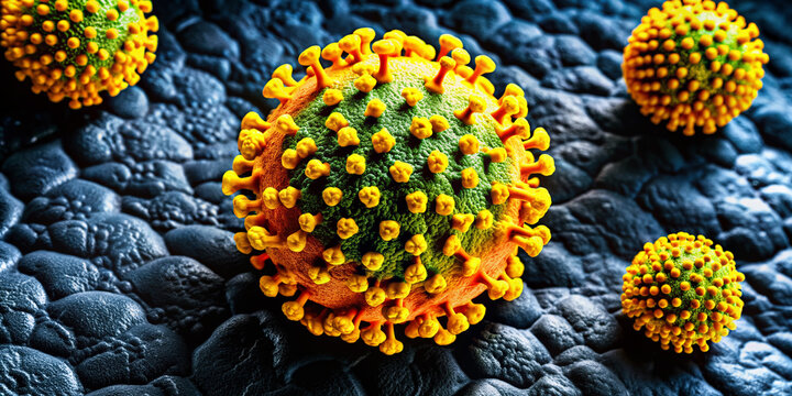 Human Papillomavirus (HPV) on a simulated skin surface, highlighting the virus's impact on skin cells