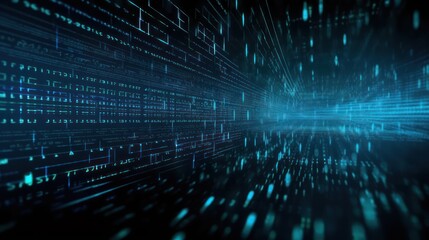 Fototapeta premium Abstract Digital Tunnel With Blue Light and Binary Code