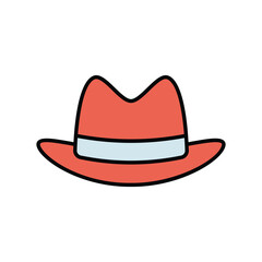 fedora hat color line icon with white background vector stock illustration
