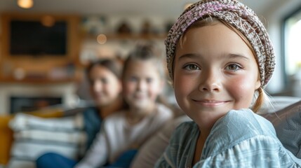 A brave and joyful child with cancer celebrates a milestone with family during Childhood Cancer Awareness Month.