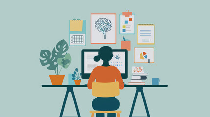 An AI tutor system on a computer assisting a student with homework