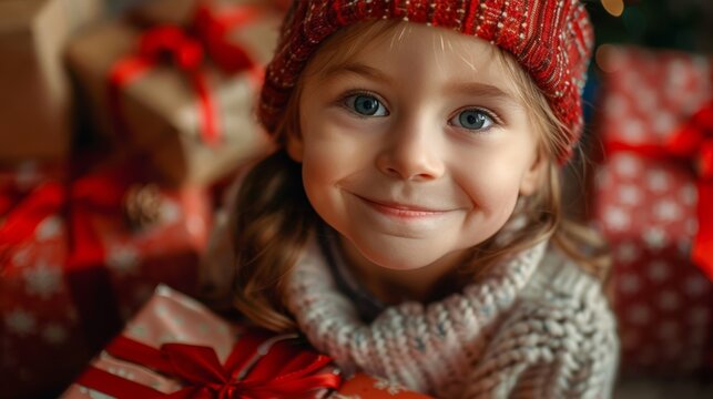 A close-up of a child's smile during Safe Toys and Gifts Month, surrounded by safety and happiness. - Powered by Adobe